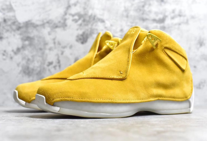 New Air Jordan 18 Yellow Suede Shoes - Click Image to Close